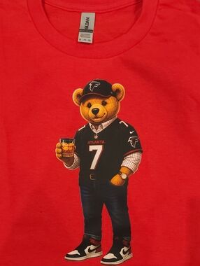 Red Atlanta Falcons Bear Graphic T-Shirt - Team Number 7